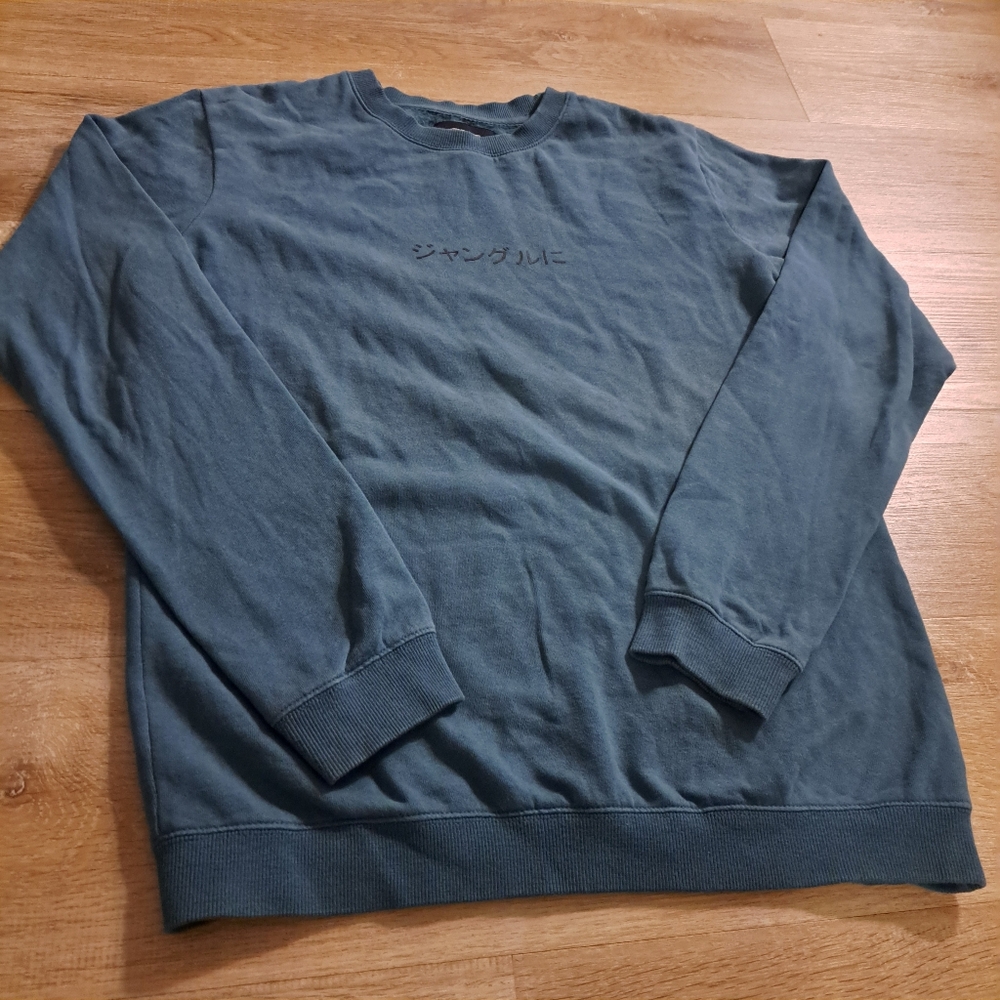 Cotton On Garments Teal Black Graphic Lettering Crewneck Sweatshirt Men's Small